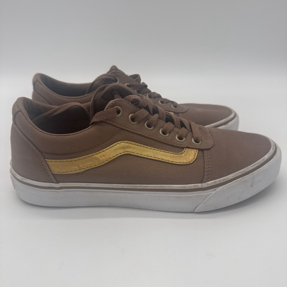 Women's VANS Brown Gold Sneakers Size 8.5